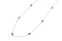 18ct Yellow Gold Pink Sapphire and Diamond Necklace