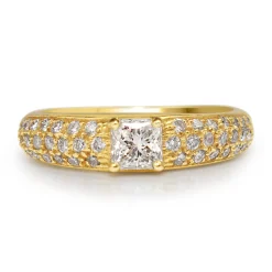 18ct Yellow Gold Princess Cut Diamond Band Ring