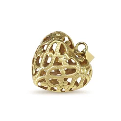 18ct Yellow Gold Puffed Pierced Out Heart Pendant