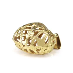 18ct Yellow Gold Puffed Pierced Out Heart Pendant