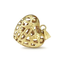 18ct Yellow Gold Puffed Pierced Out Heart Pendant