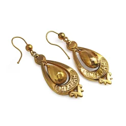 9ct Yellow Gold Rare Antique MIZPAH Earrings