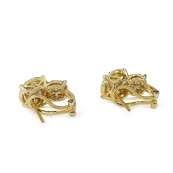 18ct Yellow Gold Round and Princess Cut Diamond Cluster Earrings