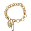 9ct Yellow Gold Round Belcher Link Bracelet with Heart Padlock