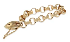 9ct Yellow Gold Round Belcher Link Bracelet with Heart Padlock