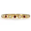 18ct Yellow Gold Ruby and Diamond Vintage Style Band