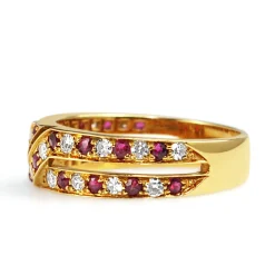 18ct Yellow Gold Ruby and Diamond Vintage Ring