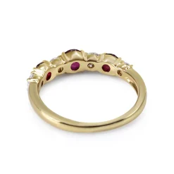 18ct Yellow Gold Ruby and Diamond 7 Stone Band Ring