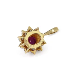 18ct Yellow Gold Ruby and Diamond Halo Pendant