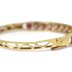 14ct Yellow Gold Ruby and Diamond Bangle