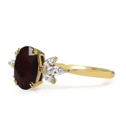18ct Yellow Gold Ruby and Marquise Diamond Ring