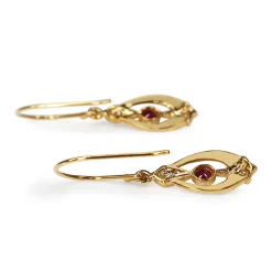 9ct Yellow Gold Ruby Art Deco Style Earrings