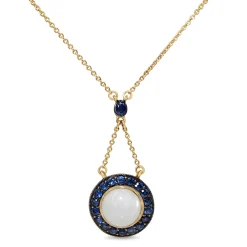 9ct Yellow Gold Sapphire and Moonstone Necklace