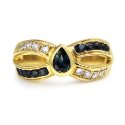 18ct Yellow Gold Sapphire and Diamond Vintage Ring