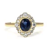 18ct Yellow Gold Sapphire and Diamond Halo Ring