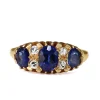 18ct Yellow Gold Sapphire and Old Cut Diamond 3 Stone Ring