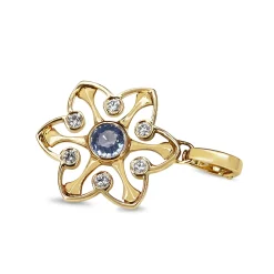18ct Yellow Gold Sapphire and Diamond Star Shaped Pendant / Enhancer