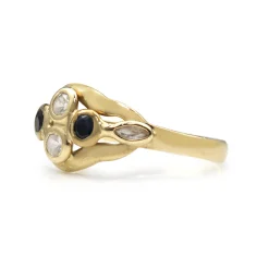 14ct Yellow Gold Sapphire and C/Z Ring