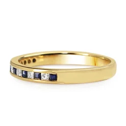 9ct Yellow Gold Sapphire and Diamond Channel Set Ring