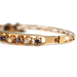 14ct Yellow Gold Sapphire and Diamond Bangle