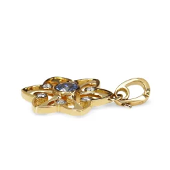 18ct Yellow Gold Sapphire and Diamond Star Shaped Pendant / Enhancer