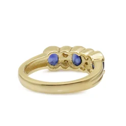 9ct Yellow Gold Sapphire and Diamond 3 Stone Ring