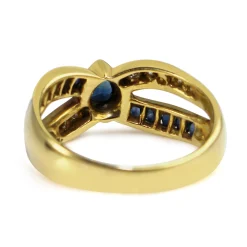 18ct Yellow Gold Sapphire and Diamond Vintage Ring