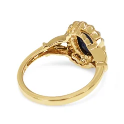 9ct Yellow Gold Sapphire and Pearl Daisy Cluster Ring