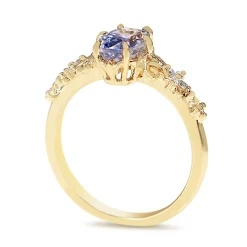 18ct Yellow Gold Sapphire and Diamond Vintage Style Ring