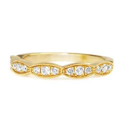 18ct Yellow Gold Scalloped Edge Diamond Band