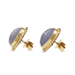 14ct Yellow Gold Scarab Quartz Stud Earrings