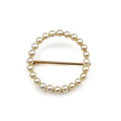 14ct Yellow Gold Seed Pearl Wreath Brooch