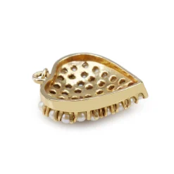 14ct Yellow Gold Seed Pearl Heart Pendant Necklace