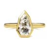 18ct Yellow Gold Shield Rose Cut Solitaire Diamond Ring
