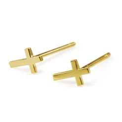 9ct Yellow Gold Small Cross Stud Earrings