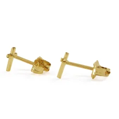 9ct Yellow Gold Small Cross Stud Earrings