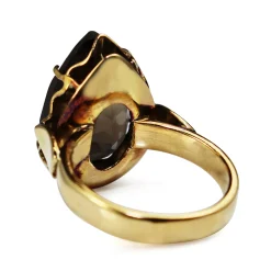 14ct Yellow Gold Smokey Quartz Pear Solitaire Ring