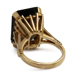 9ct Yellow Gold Smokey Quartz Solitaire Cocktail Ring