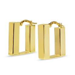 18ct Yellow Gold Square Style Hoop Earrings