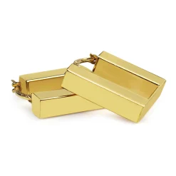 18ct Yellow Gold Square Style Hoop Earrings