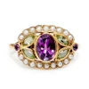 9ct Yellow Gold Suffragette Amethyst, Pearl and Peridot Ring