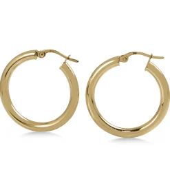 9ct Yellow Gold Thick 27mm Hoop Earrings