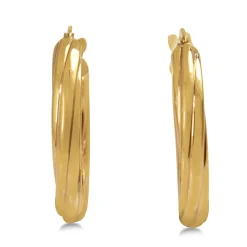 9ct Yellow Gold Thick Twist 21mm Hoop Earrings