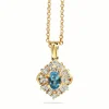 18ct Yellow Gold Topaz and Diamond Cluster Necklace