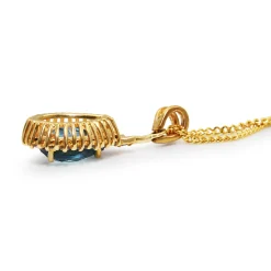 14ct Yellow Gold Topaz and Diamond Pendant