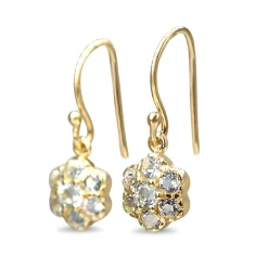 9ct Yellow Gold Topaz Daisy Drop Earrings