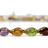 14ct Yellow Gold Topaz, Peridot, Garnet, Citrine and Amethyst Bracelet