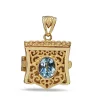 18ct Yellow Gold Topaz Sheild Shaped Locket Pendant