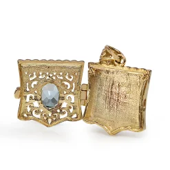 18ct Yellow Gold Topaz Sheild Shaped Locket Pendant