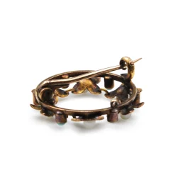 15ct Yellow Gold Turquoise and Pearl Wreath Brooch